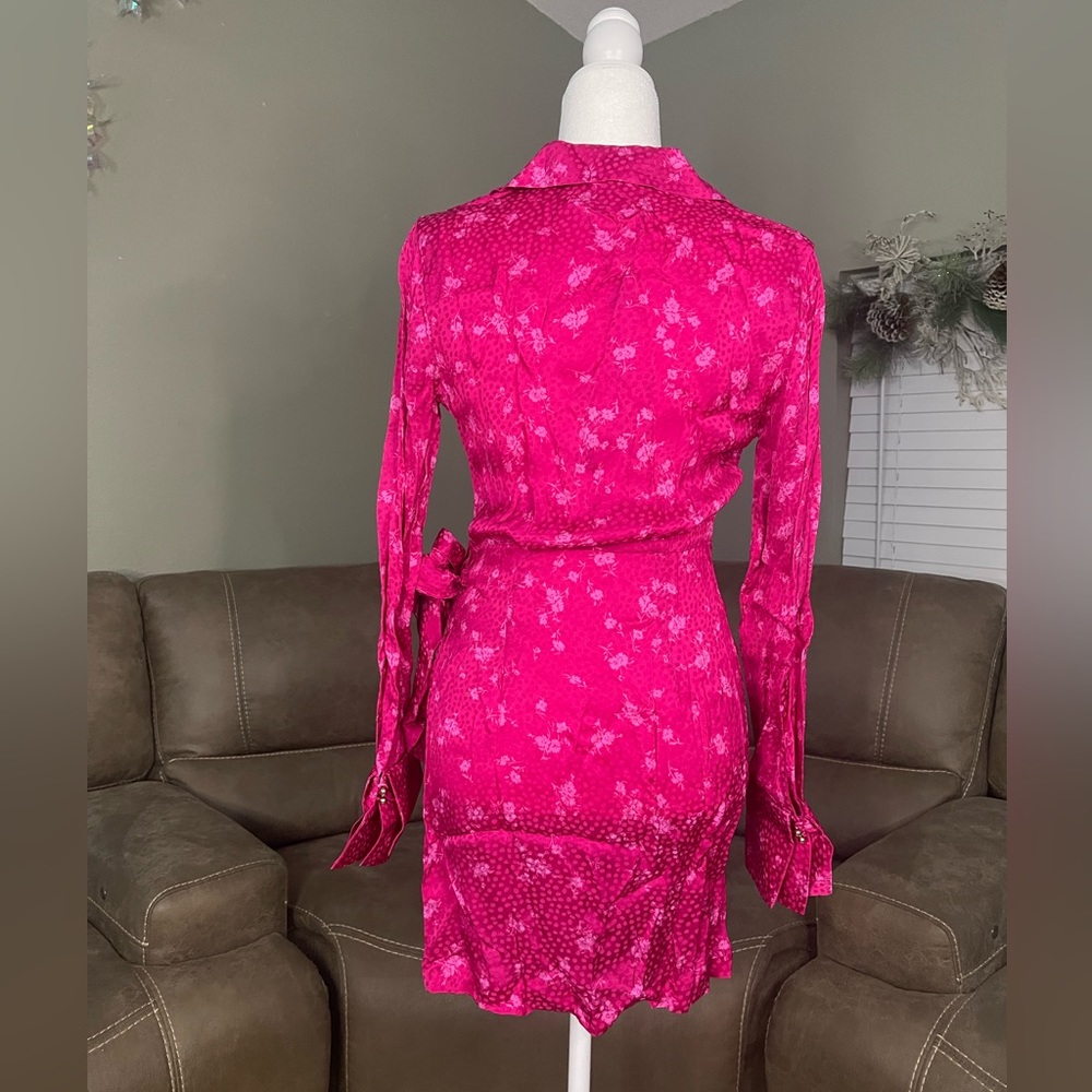 NWT Acler Evanston Satin Sheen Wrap Mini Dress Sz 2 Valentines Date Gift Party - Picture 11 of 16